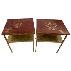 1950/70 ′ Pair of Tables or Ends of Sofas Style Maison Ramsay Chines Decor Lacq
