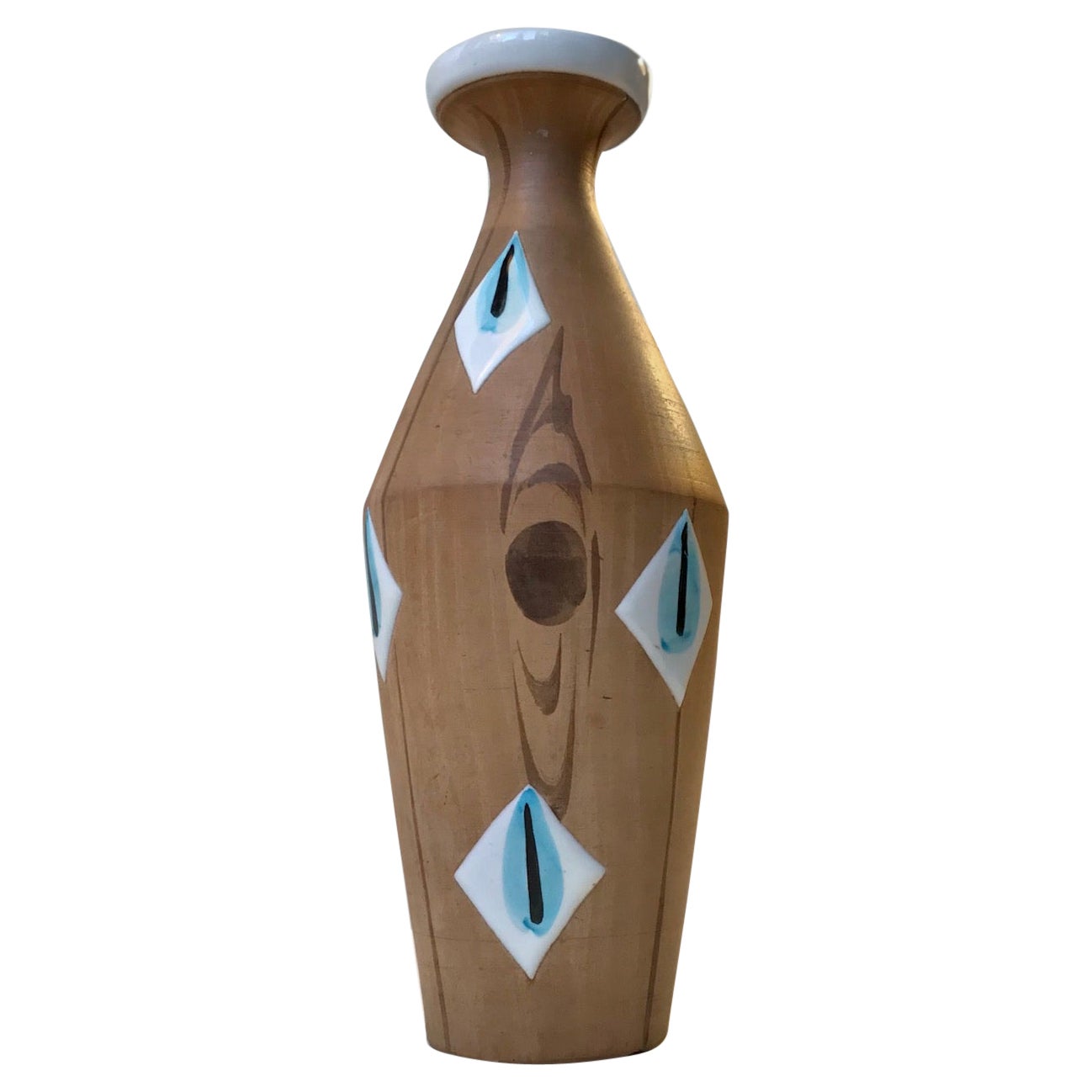 Italian Faux Wood Ceramic Vase by Fiamma, 1960s For Sale