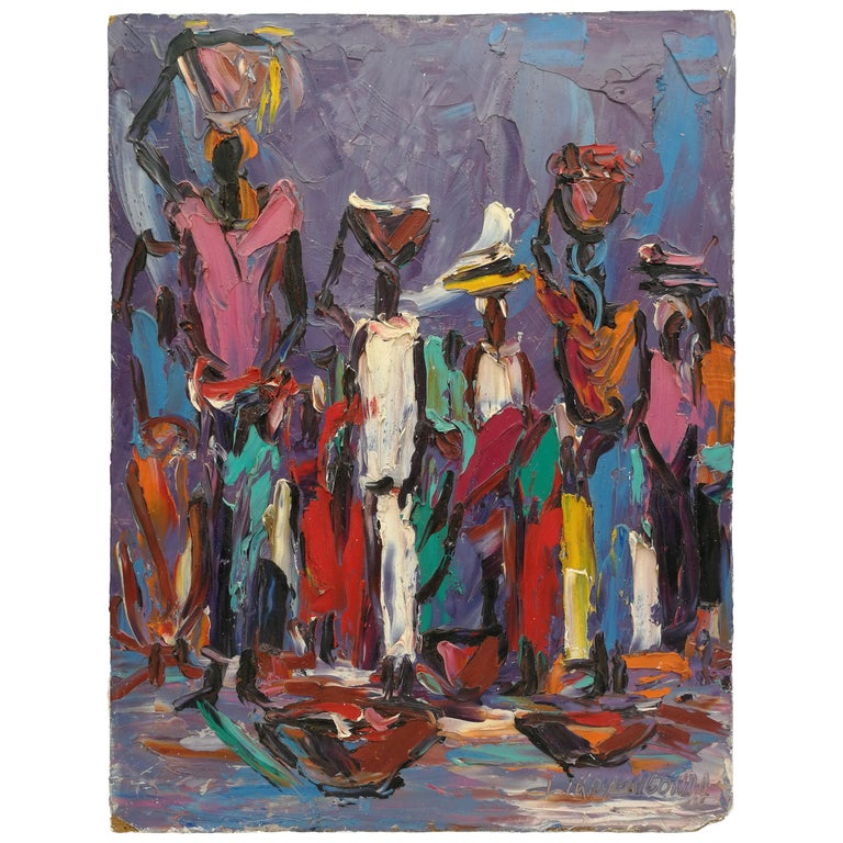 Women Carrying Burdens on Her Heads by Louis Koyongonda For Sale