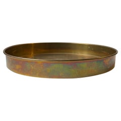 Rainbow Patinated Scandinavian Serving Tray in Brass, 1960s