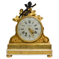 Antique Escalier de Cristal Gilt Bronze and Carrara Marble Clock, France, 19th Century