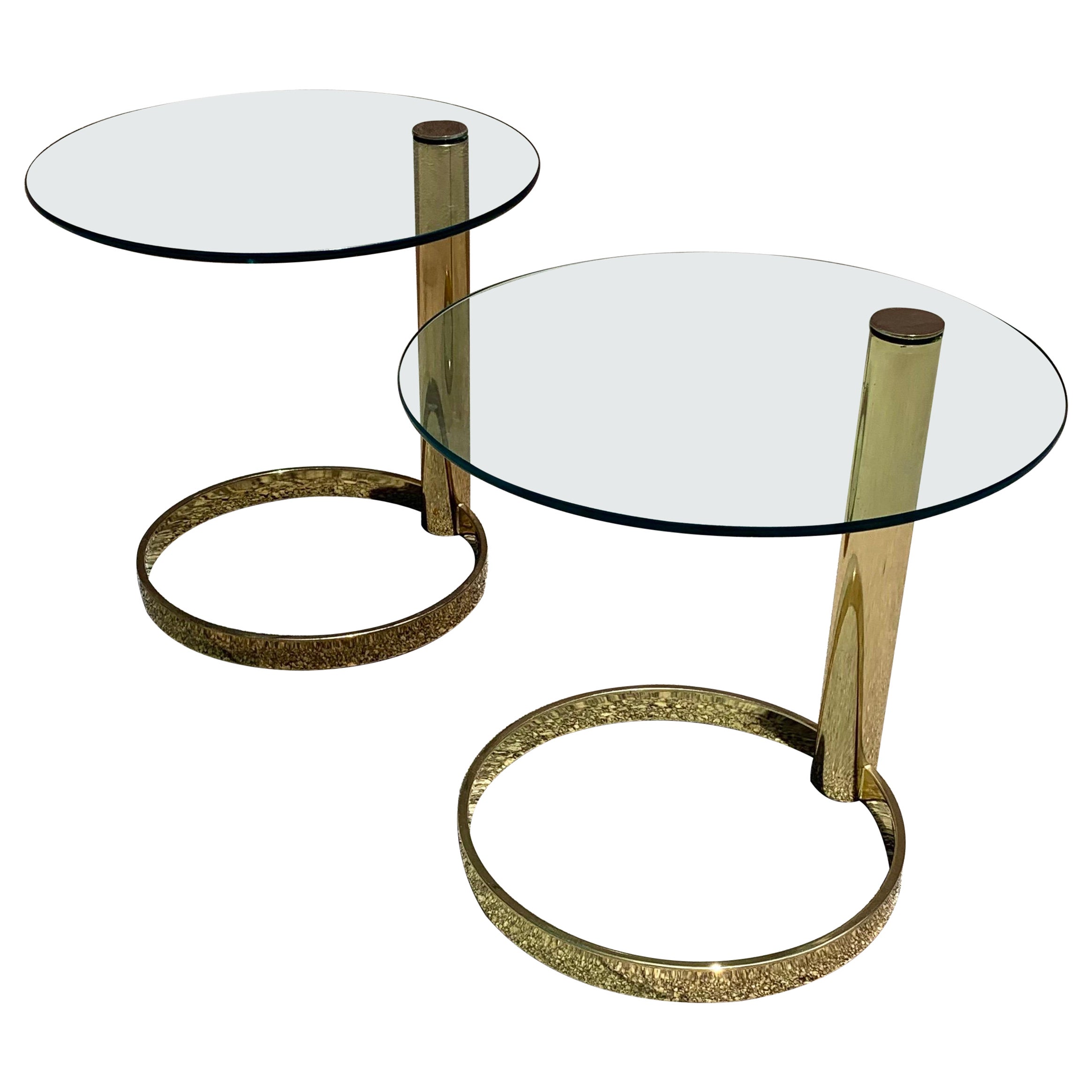 Leon Rosen for Pace Brass Side Tables, a Pair