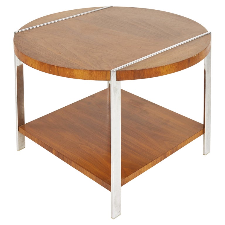 Lane Mid Century Walnut and Chrome Side End Table at 1stDibs