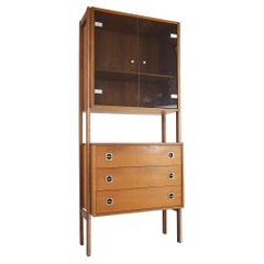 Ello Mid Century Walnut and Smoked Glass Free Standing Wall Unit