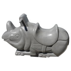 Vintage Aluminum Rhino Playground Toy Sculpture