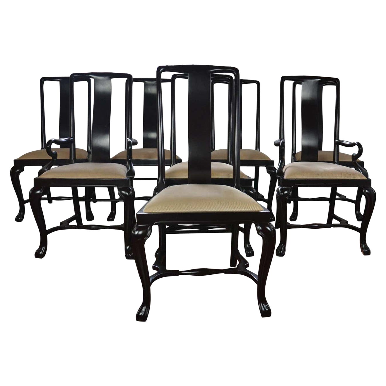 Set 8 Lacquer Finish Dining Chairs