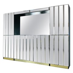 Hollywood Regency Mirrored Breakfront / Sideboard with Bar