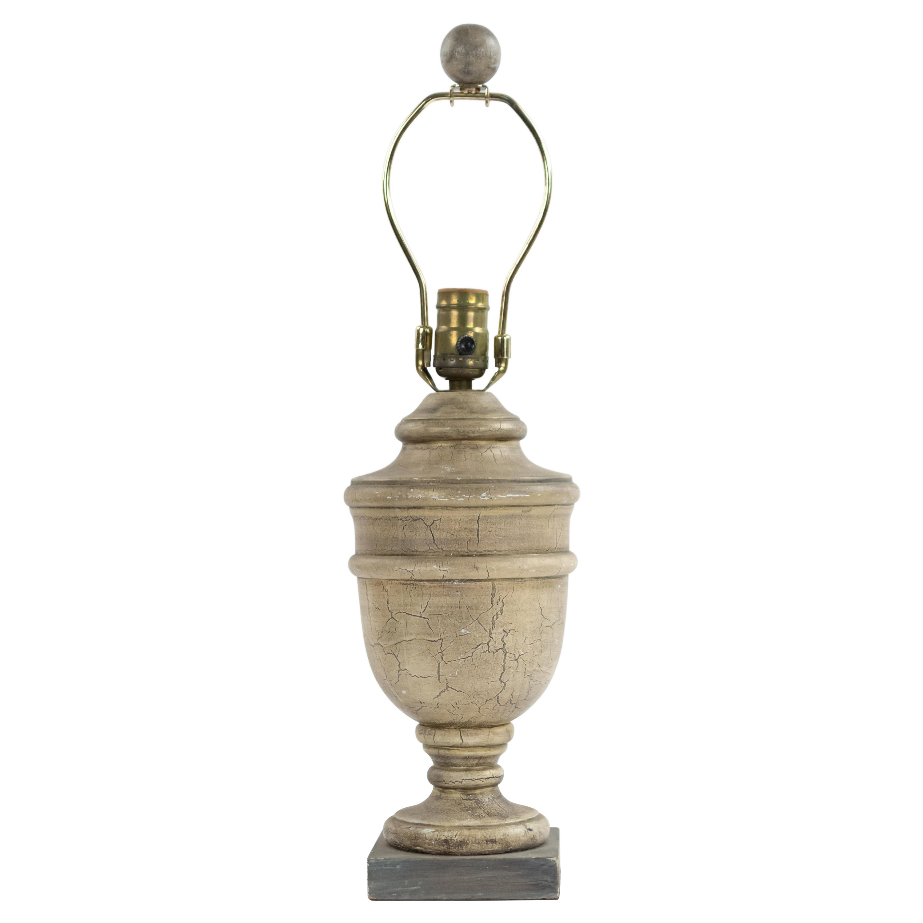 American Cerused Wooden Urn Lamp