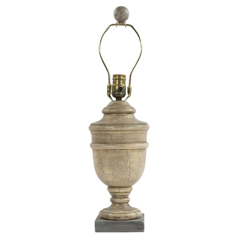 American Cerused Wooden Urn Lamp For Sale at 1stDibs