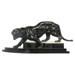 Art-Déco-Tiger aus Bronze von Thomas Cartier, um 1925