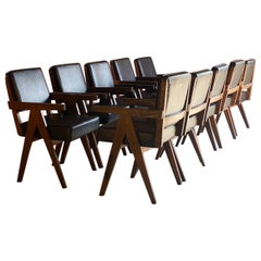 Pierre Jeanneret Model PJ-010803 Armchairs Set of Ten Chandigarh Circa 1965-66