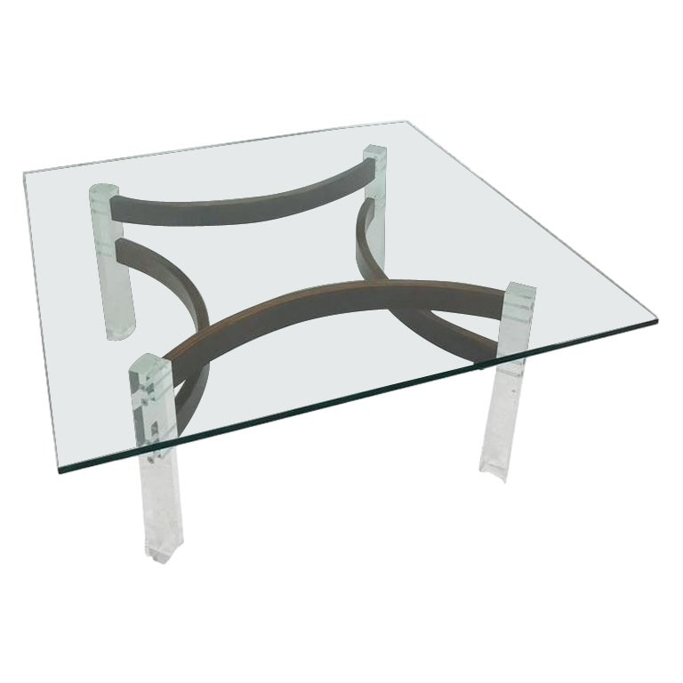 Mid-Century Modern Lucite and Bentwood Cocktail Table