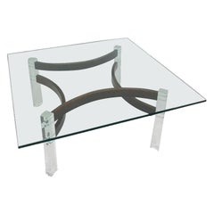 Vintage Mid-Century Modern Lucite and Bentwood Cocktail Table