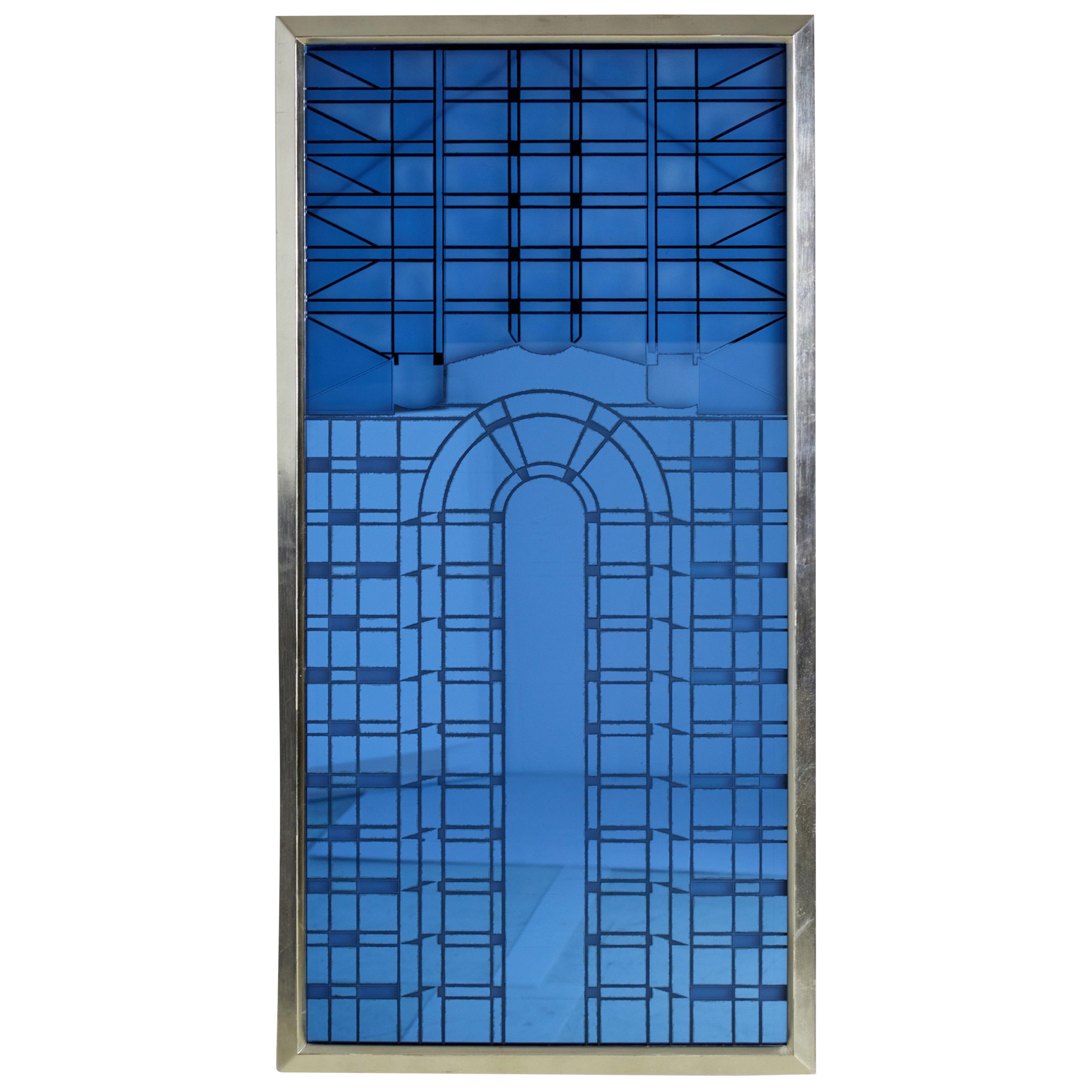 Art Deco Style Framed Glass Mirror Panel For Sale
