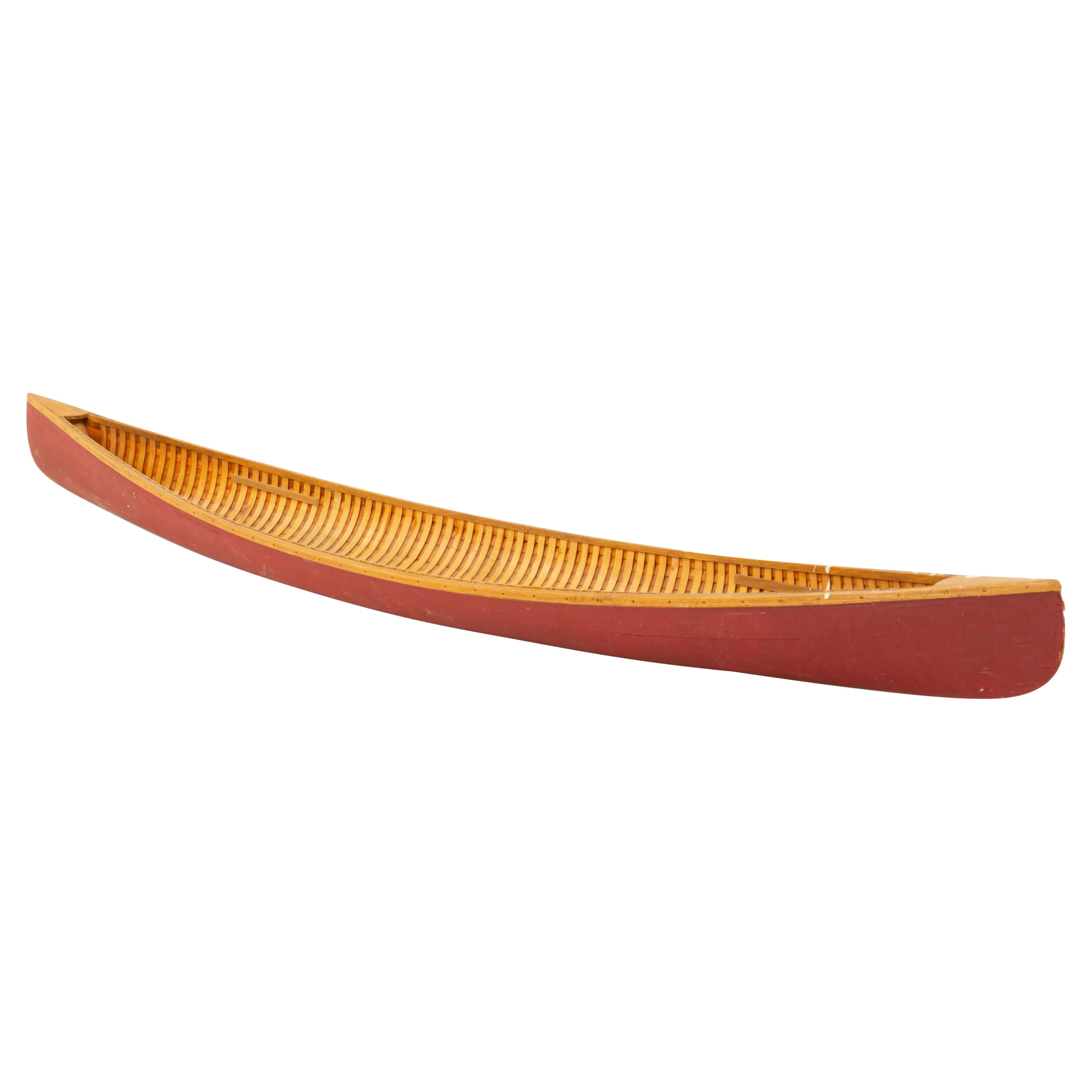 Rustic Painted Wooden Canoe Model