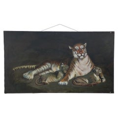 Portrait of Tiger with Cubs Painting on Canvas