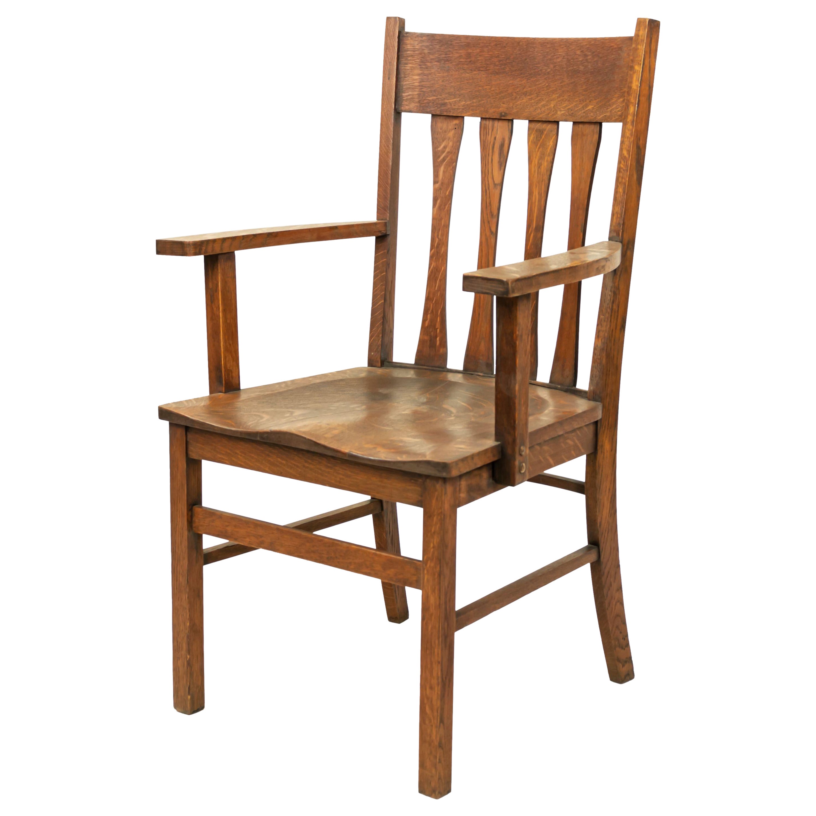 American Mission Slat Back Wooden Armchair For Sale
