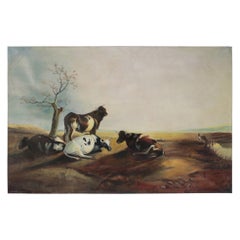 Cattle Resting in a Field Oil Painting on Canvas