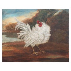 Vintage Rooster in Nature Print on Wood