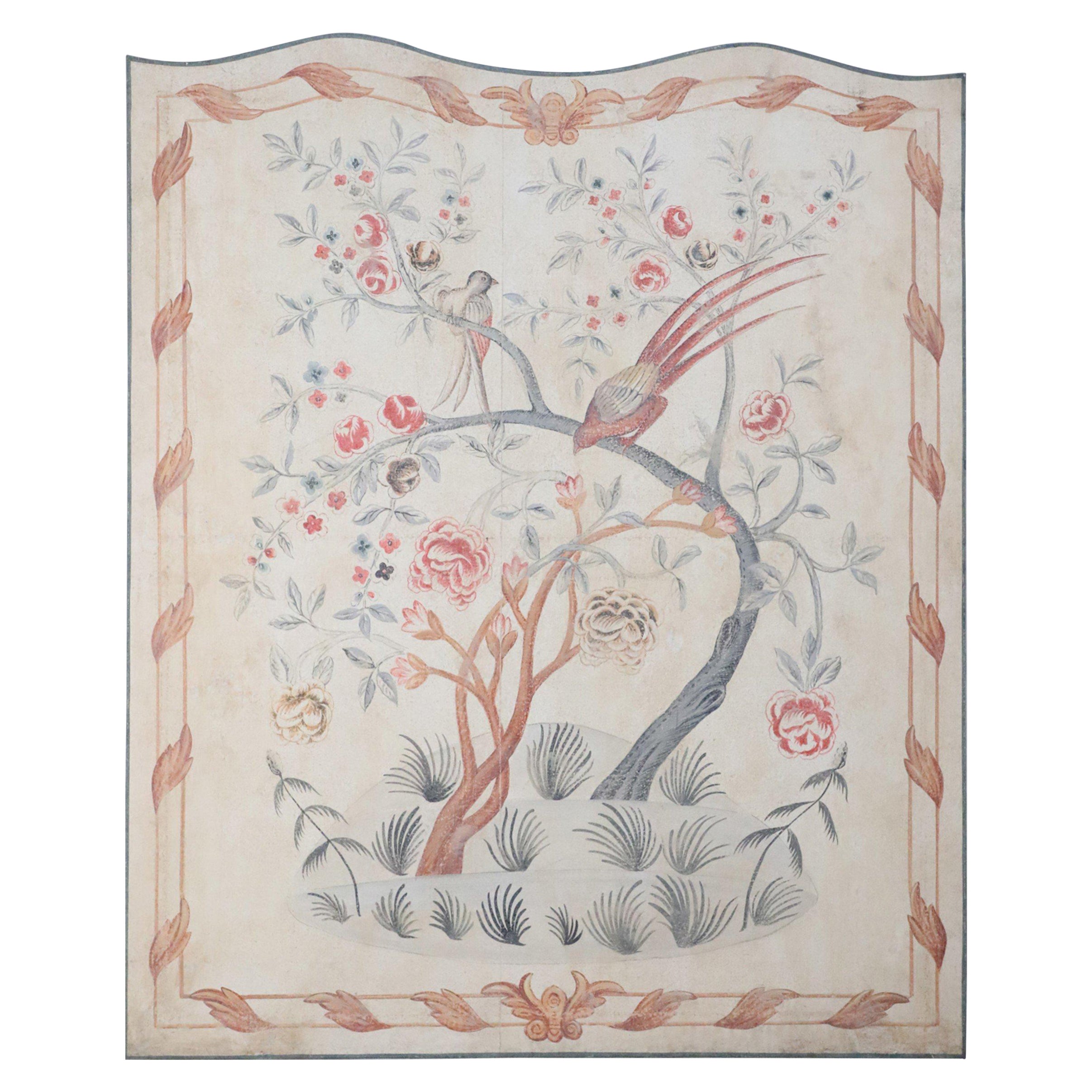 Vintage Birds in Flowering Tree Painted Panel