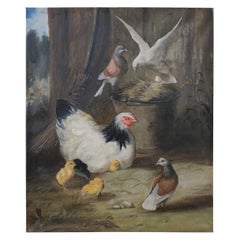 Feeding Fowl Oil Painting on Canvas