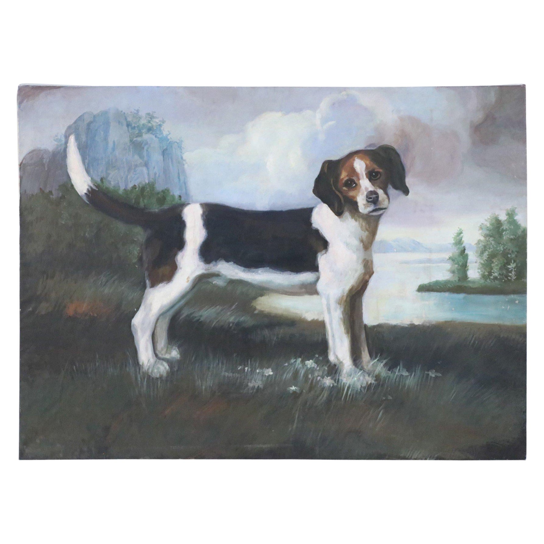 Portrait of a Beagle Oil Painting on Canvas