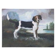 Vintage Portrait of a Beagle Oil Painting on Canvas