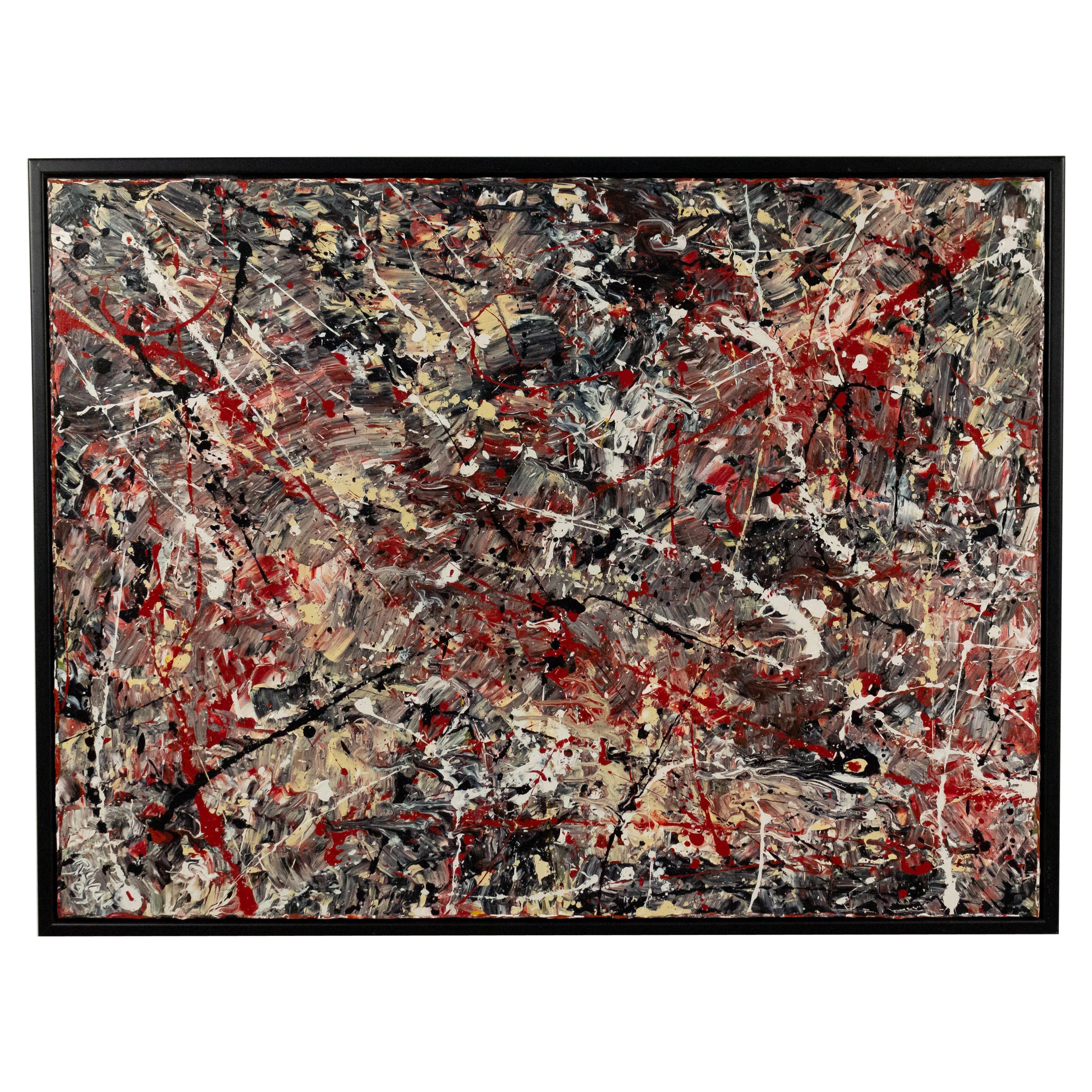 Abstract Painting of Dripping Paint in a Black Frame For Sale