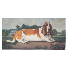 Vintage Portrait of a Basset Hound in Nature Painting on Canvas