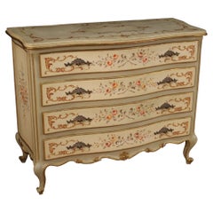 20th Century Lacquered Painted Gold Wood Venetian Commode, 1970