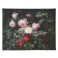 Garden Roses Still Life Oil Painting on Canvas