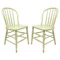 5 American Country Green Spindle Side Chairs