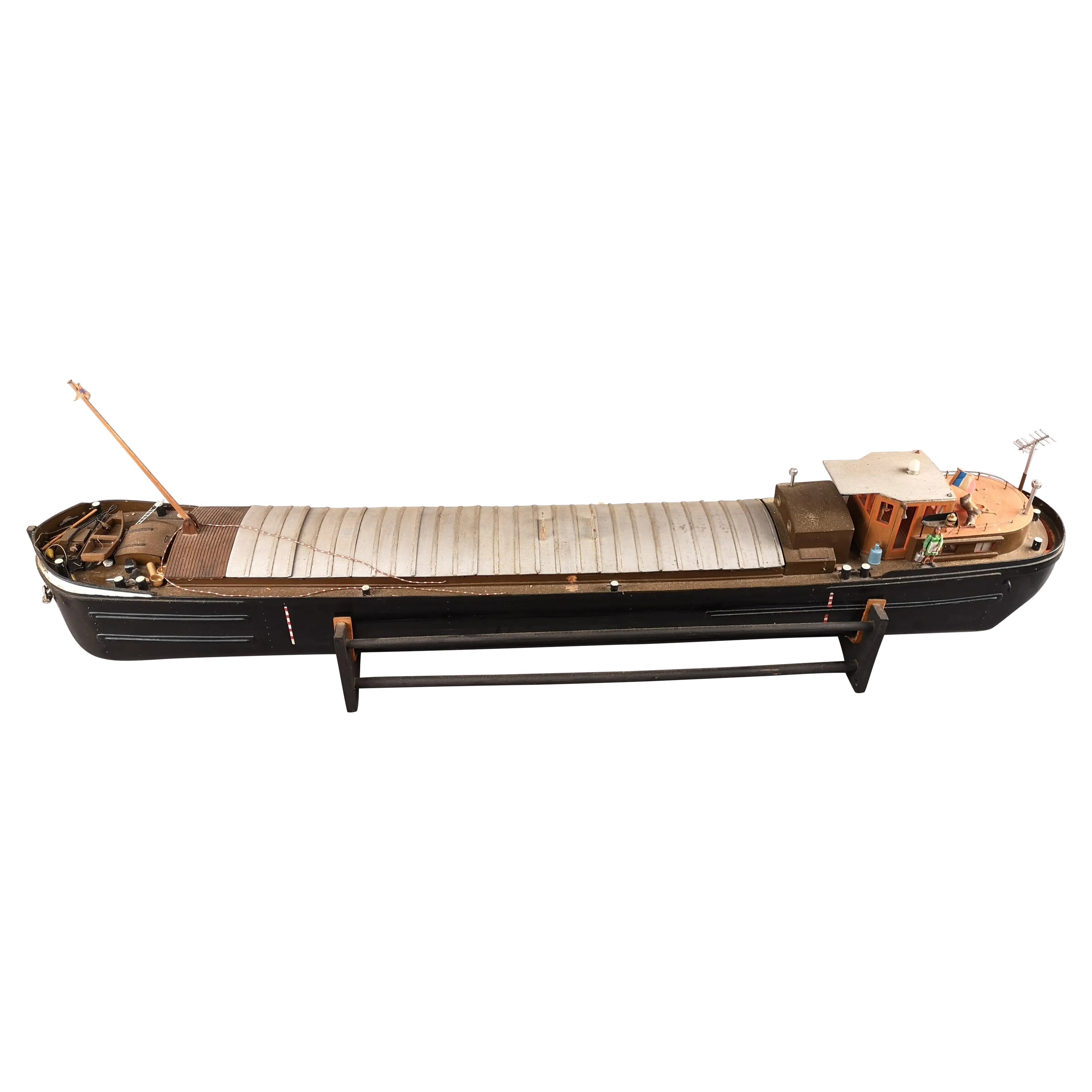 Rare Large Barge Model, in Wood and Composite Material circa 1960 For Sale