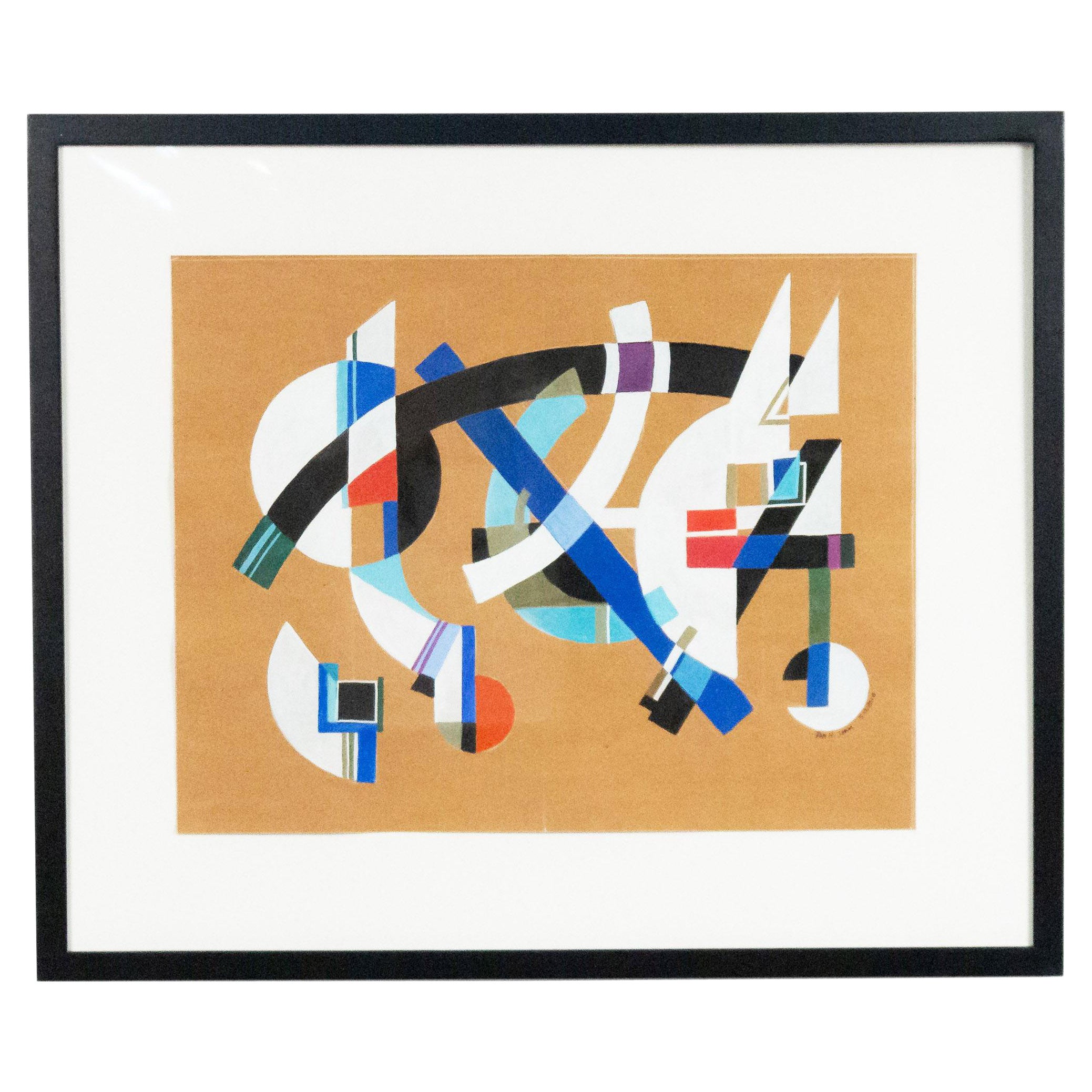 Contemporary Gouache Abstract Painting For Sale