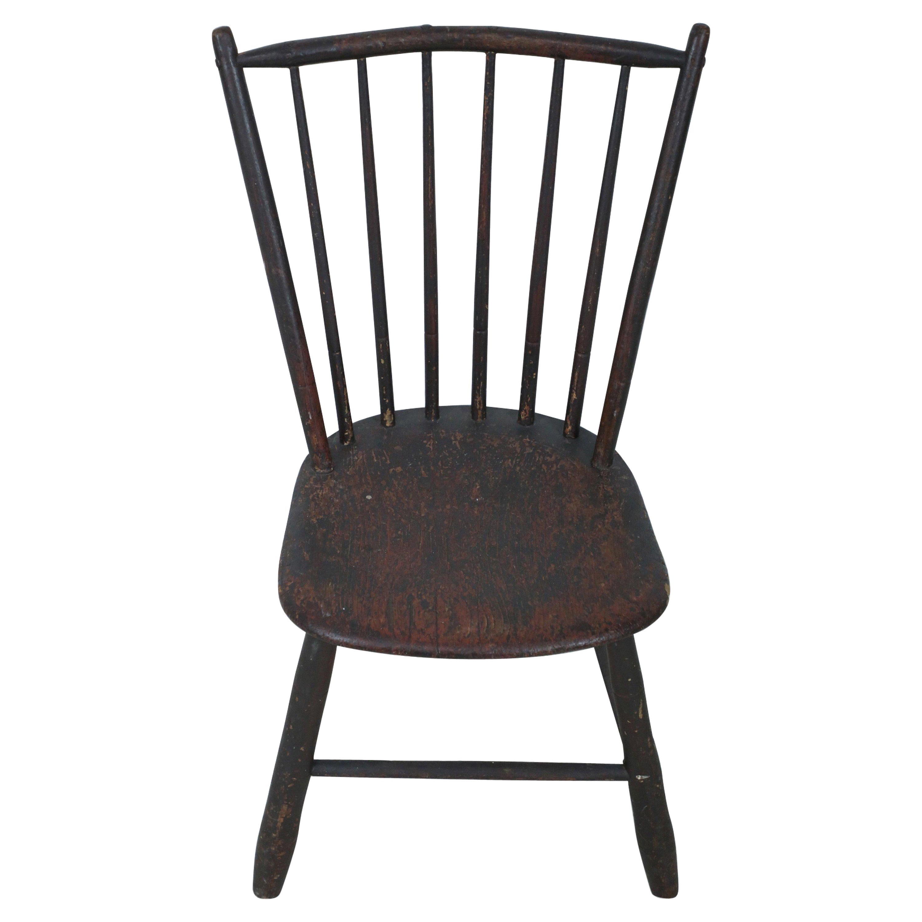 American Country Child Sized Dark Brown Painted Windsor Chair