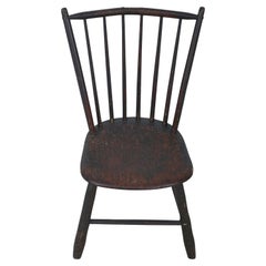 Vintage American Country Child Sized Dark Brown Painted Windsor Chair