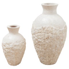 Set of Two Mactan Stone Large Floor Vases, 1980s