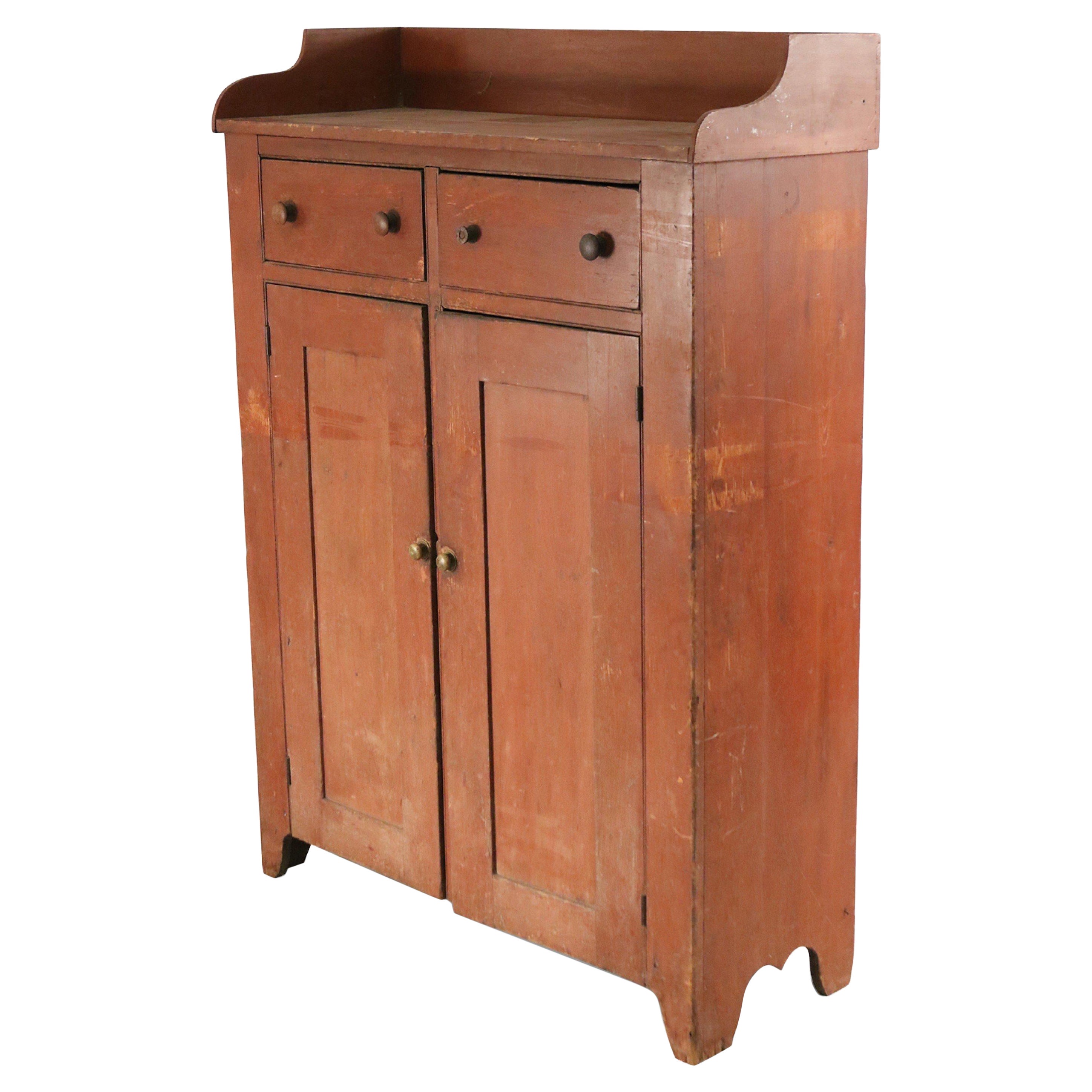 American Country Style Stained Pine Wood Cabinet For Sale