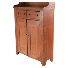 Vintage American Country Style Stained Pine Wood Cabinet