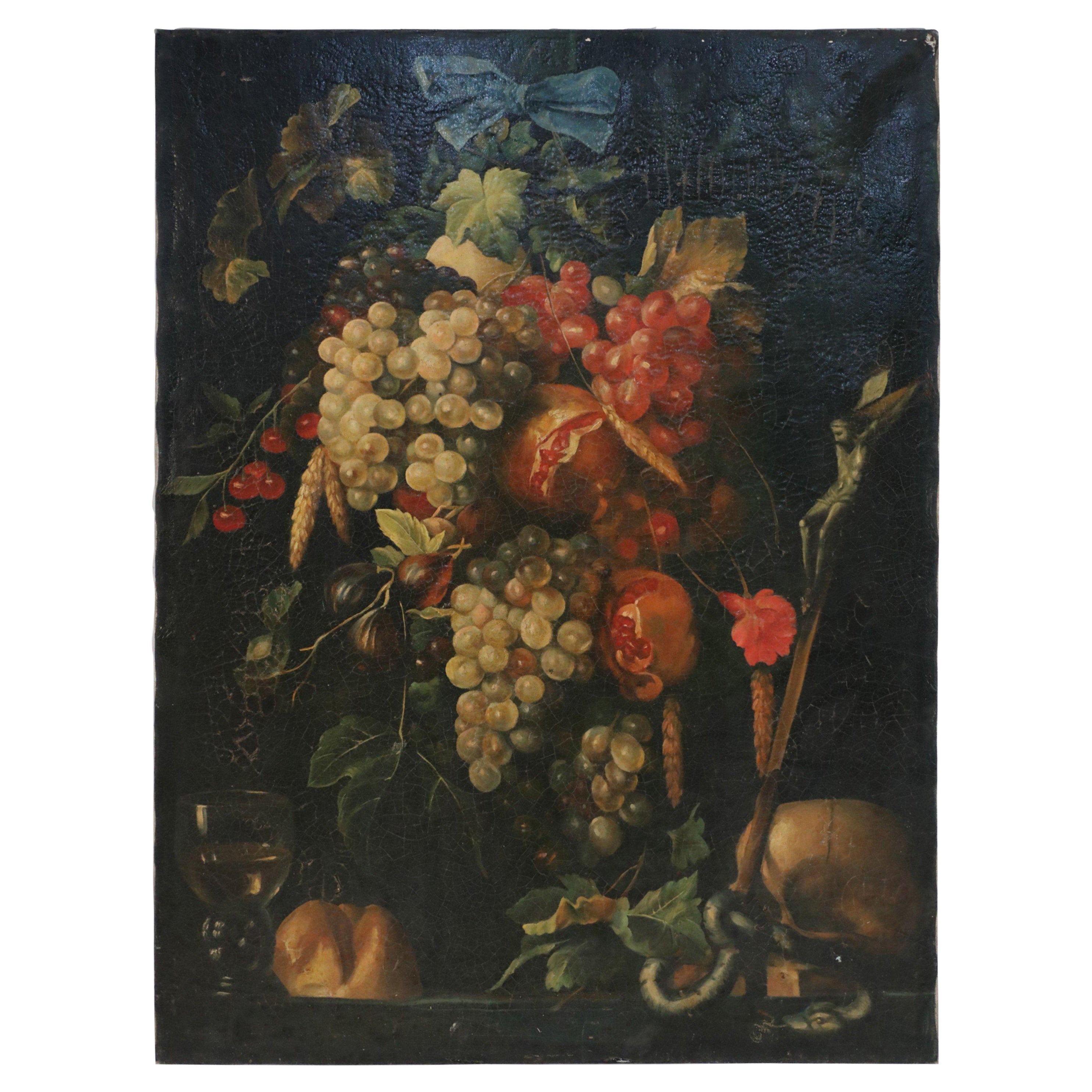 Still Life with Grapes Painting on Canvas