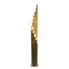 Floor Lamp Design by Goffredo Reggiani Mid-Century Italy 60-70s Brass Organ Vtg