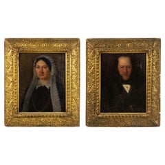 Pair of American Federal Male and Female Oil Painting Portraits