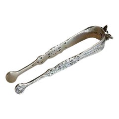 Early Sugar Tongs in Silver Plate or Not Pure Early Silver