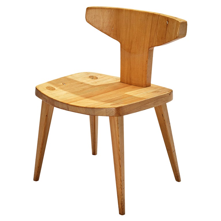 Jacob Kielland-Brandt Sculptural Chair in Solid Pine For Sale