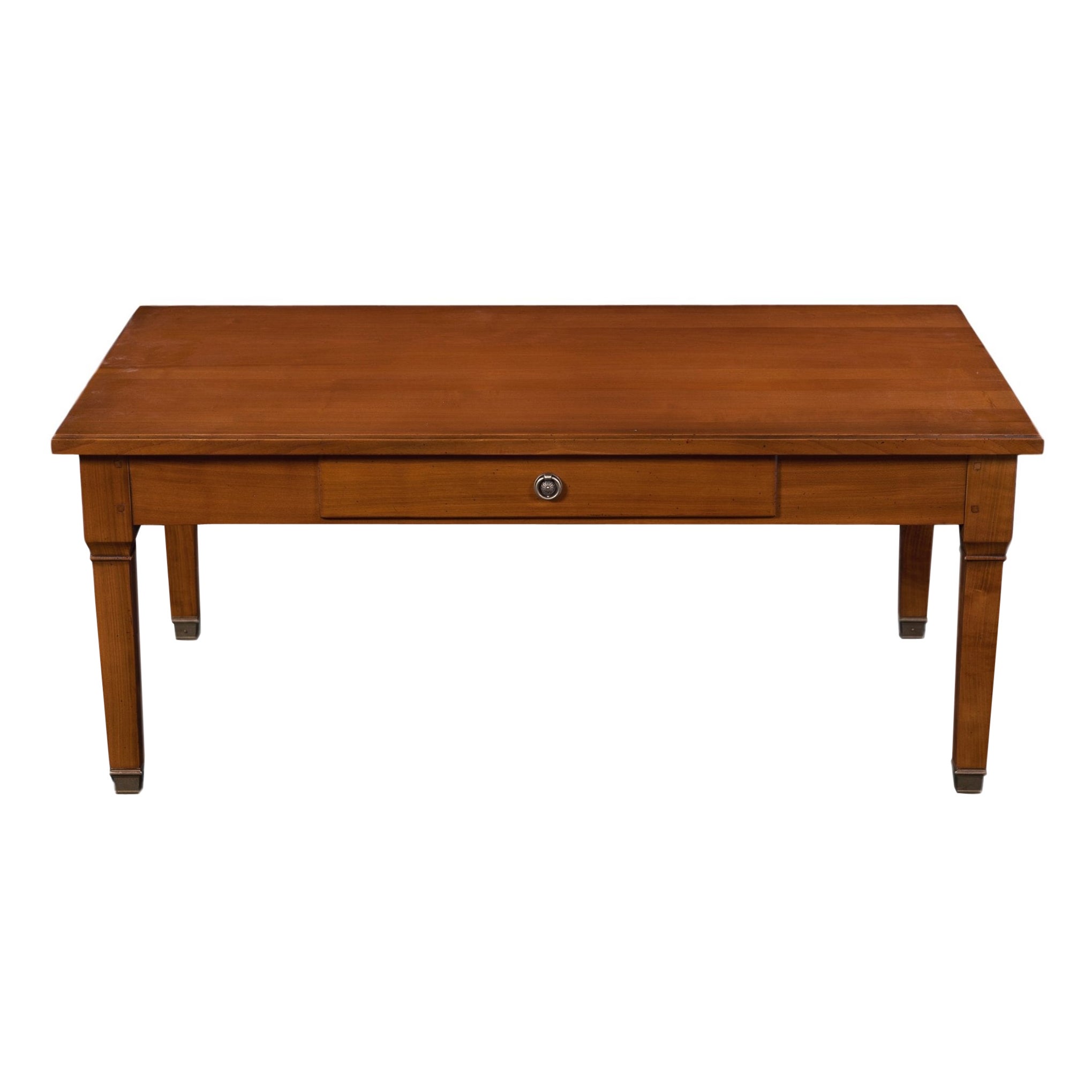 Directoire Style Cherrywood Coffee Table Stained, 1 Drawer For Sale