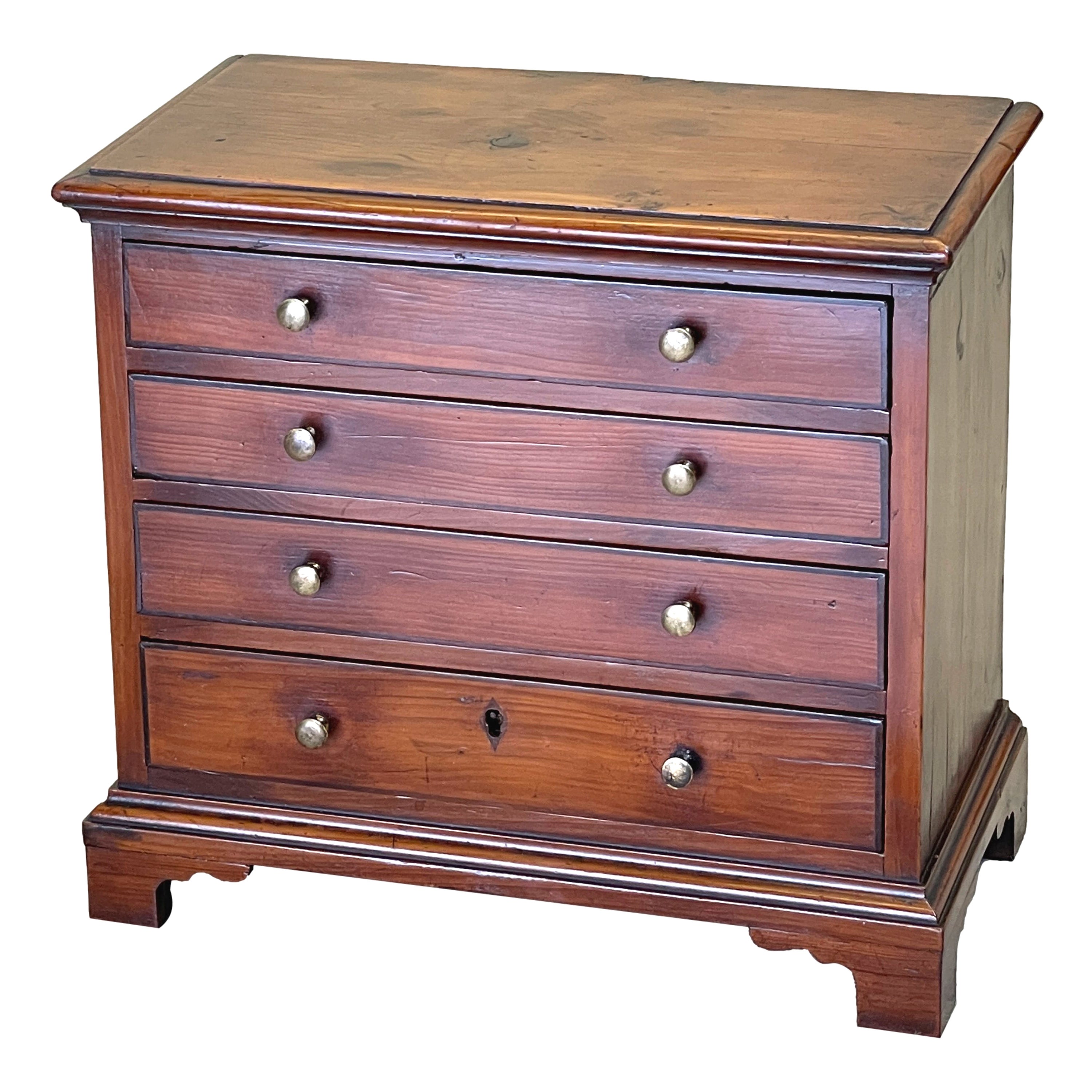 Georgian Yew Wood Miniature Chest of Drawers For Sale