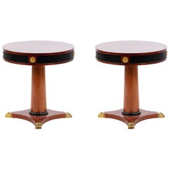 Pair of American Mahogany Empire Style Drum Tables