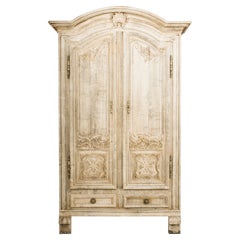 1800s French Bleached Oak Armoire