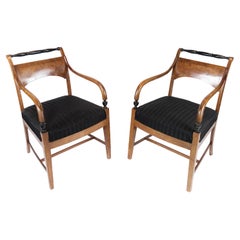 Set of Two Armchairs in Birch Wood, 1840s