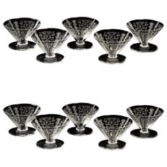 1920 Baccarat 10 Lido Crystal Champagne Glasses